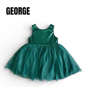 070 George Sparkling Green Sequin Tulle Party Dress